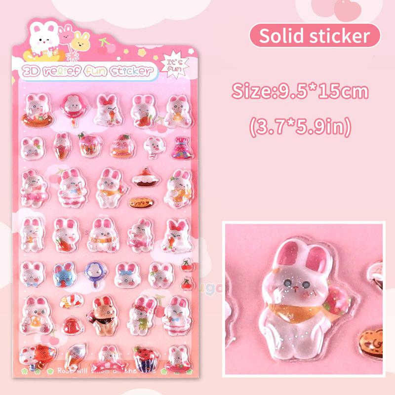Kids 3D Cartoon Stickers Crystal Embossed Stickers  Journal Decorative Stickers For Phone & Laptop Decor Creative Exchange Gift