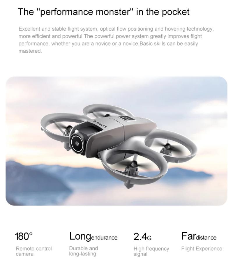 2025 NEUE D16 Mini-Drohne mit elektrisch einstellbarer 180° 8K HD-Kamera, WiFi, optischer Fluss, Tasche, Hindernisvermeidung, RC-Quadrocopter