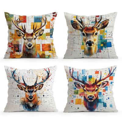 Watercolor Deer Cushion  Pillowcase Printed Polyester 45x45cm Throw Pillowcover Decorative Sofa Cushion Pillowslip Home Decor