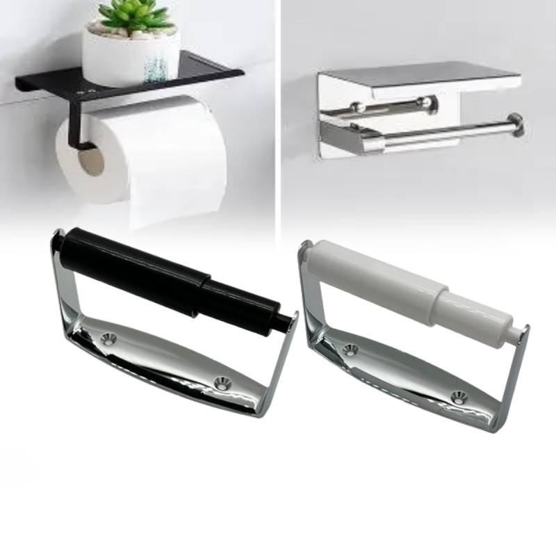 Premium Zinc Alloy Toilet Paper Holder With White Plastic Tube For Simple Organization
