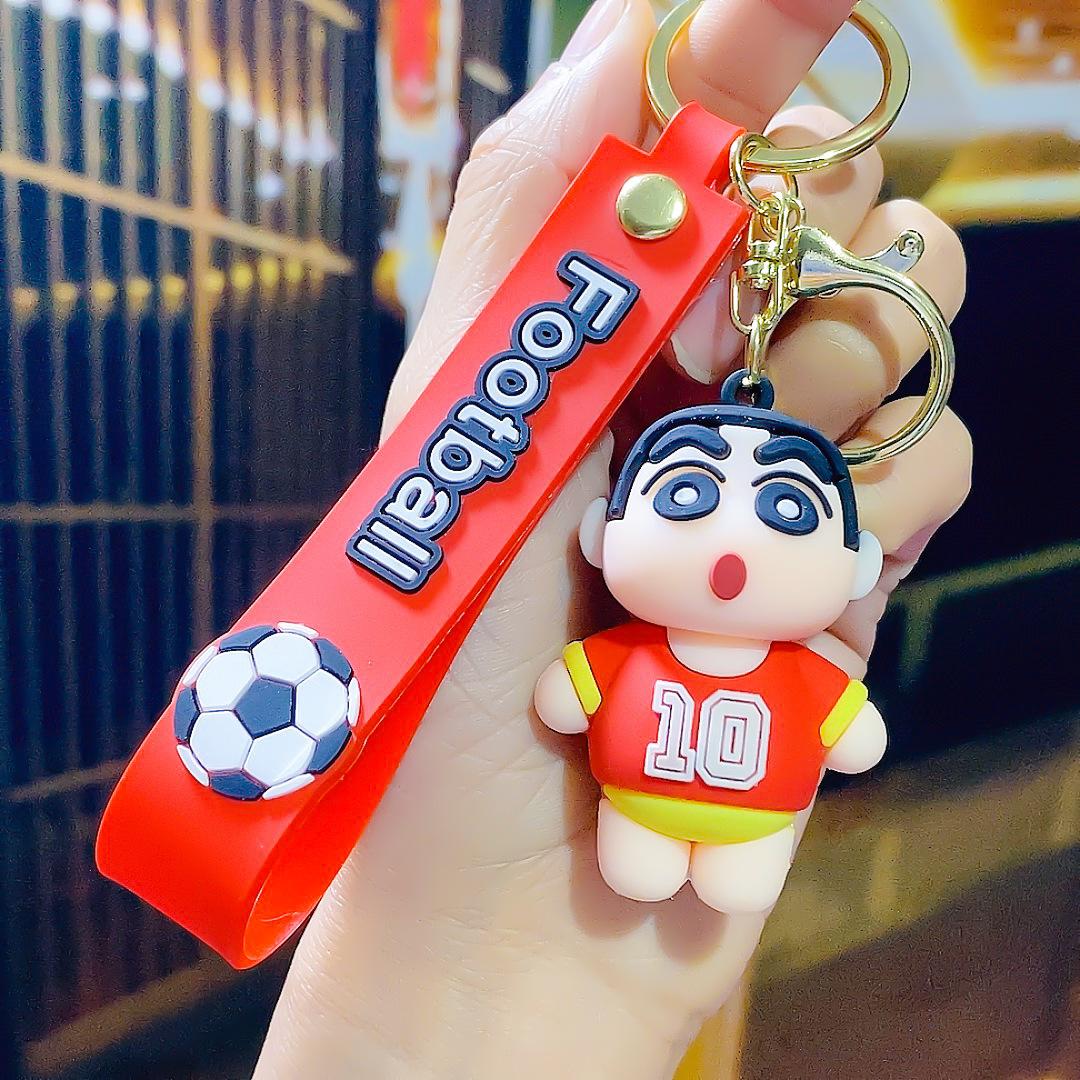 

Internet Celebrity Cute Cartoon Football Cross Dressing Crayon Small New Keychain Three-dimensional Car Doll Gift Hanging Accessories