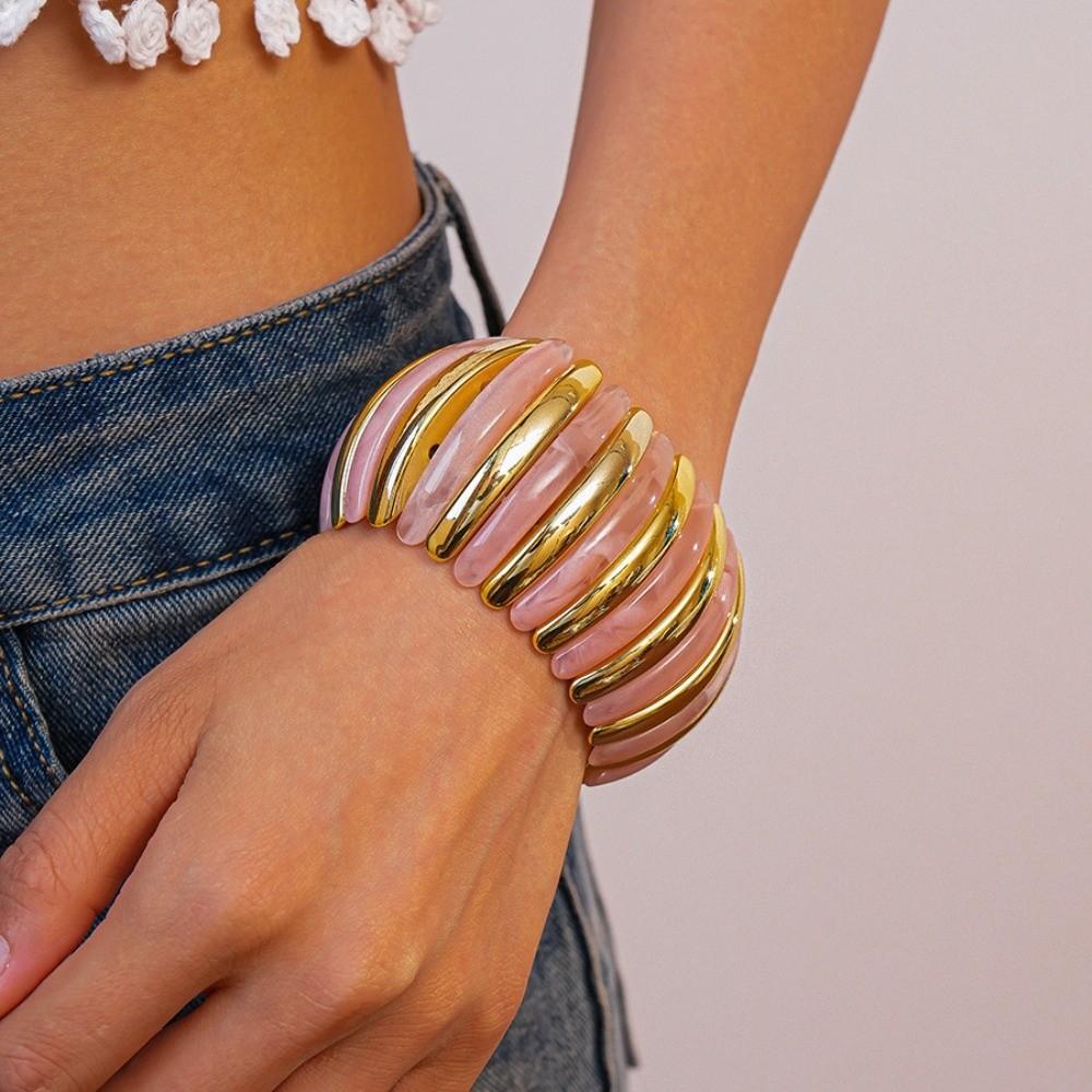 Wide Exaggerated Bracelet Elastic Rope Bead Retro Hand Ring Wide Chunky Bangles Decoration