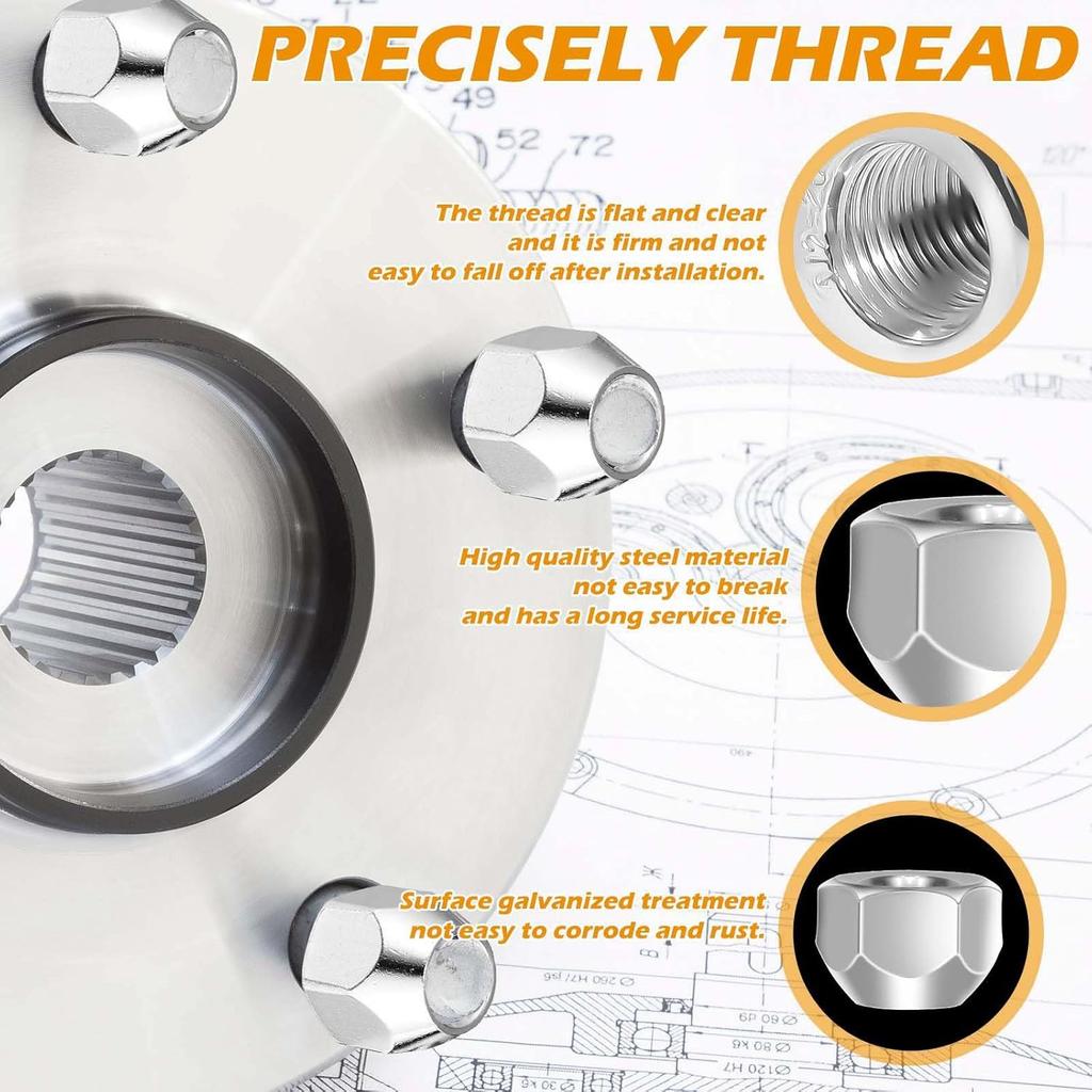 20 PCS 1/2-20 Inch Zinc-Plated Steel Trailer 509 Lug Nuts Fit For 1/2" Wheel Lug Studs Dexter EZ Lube Trailer Camper RV Truck, Axle Hub Tire Open End