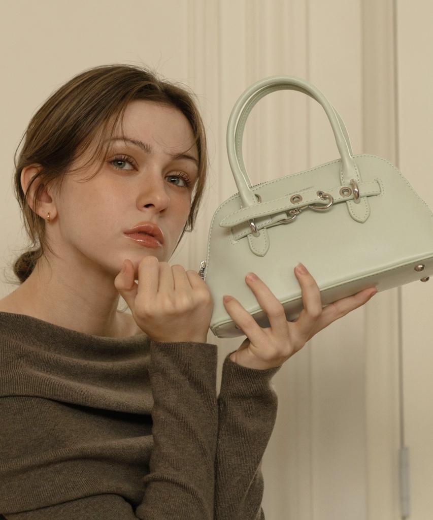 David Jones Le Mare 3-Way Top Handle Mini Belted Tote Leather Bag_Fair Green (Cm8265)