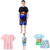 Conjunto de Pijama de Verano con Estampado Sprunki para Niños y Niñas de Algodón Casual Dibujos Animados Traje de Dos Piezas para Estar en Casa para Niños