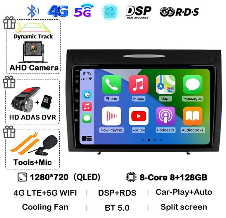 Android 14 Carplay Auto For Mercedes Benz SLK Class R171 SLK200 SLK280 SLK300 2000-2011 Car Radio Multimedia Video Player Stereo