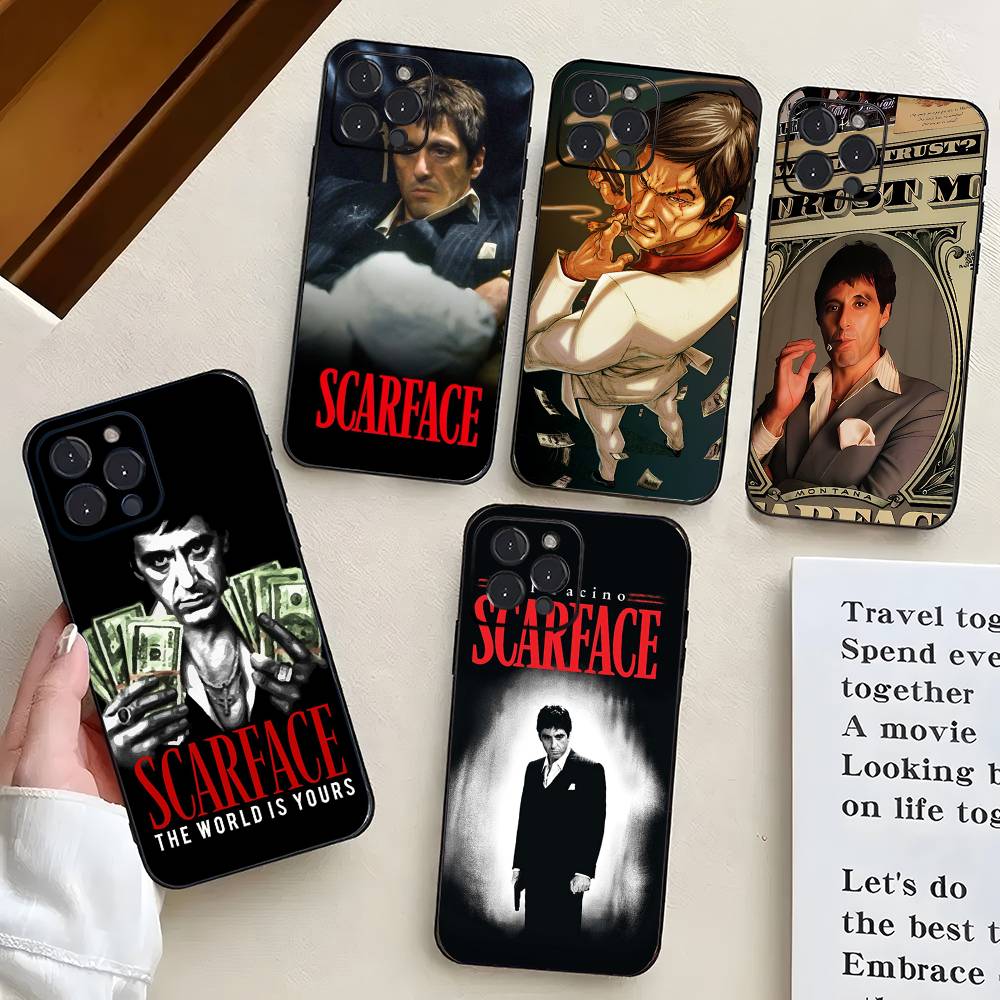 Classic S-Scarface Film Tony Phone Case For IPhone 17 Air 16 15 14 13 Pro Max 11 12 Black Silicone Cover