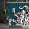 Funny Sea Monster Octopus Shower Curtain Marine Organism Tentacle Black And White Style Bath Curtains Bathroom Decor Fabric Hook