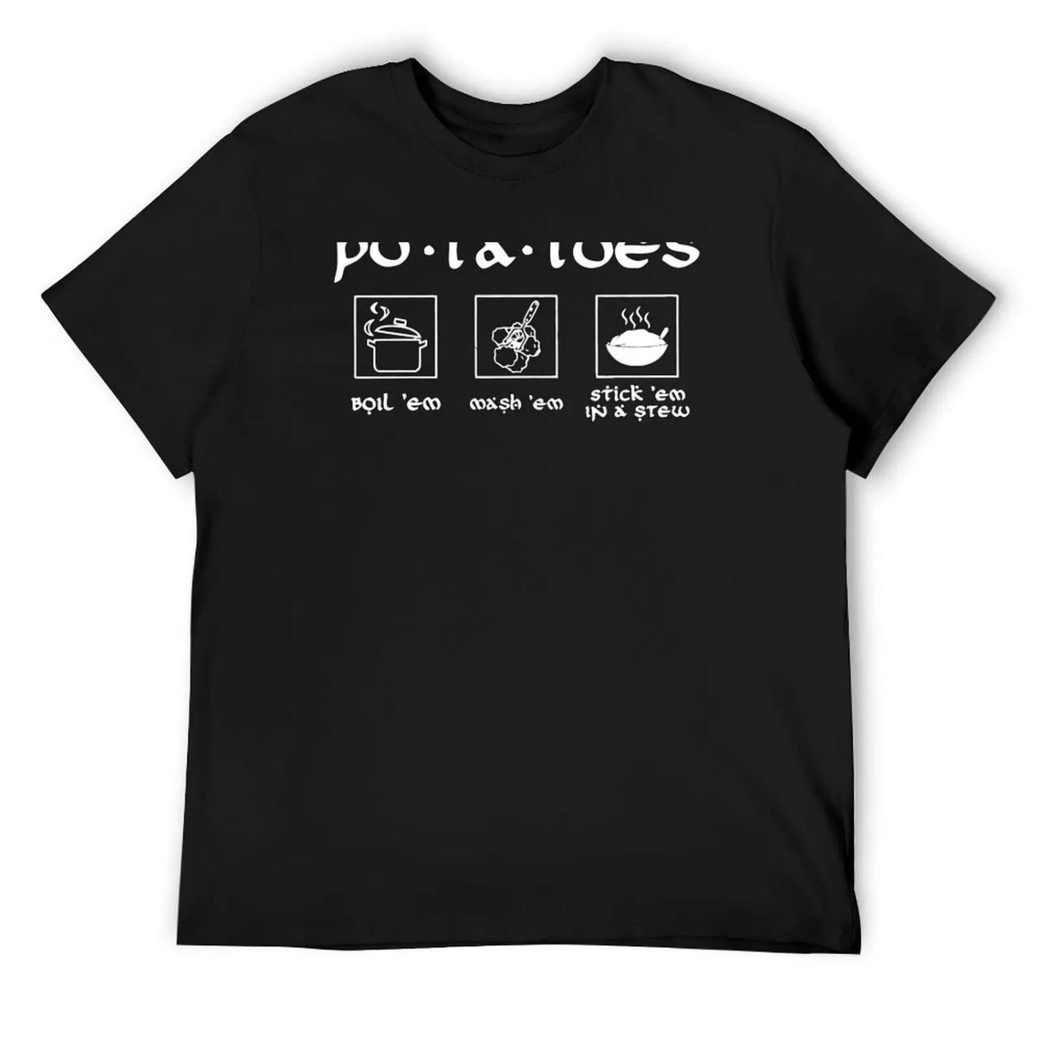 Po-ta-toes T-Shirt Blouse vintage t shirts street wear rapper graphic tees mens graphic t-shirts hip hop XXXXXL разноцветный