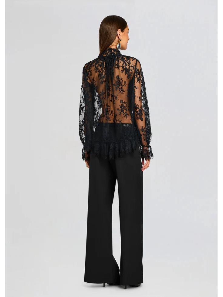 Frühlingshafter Euro-Amerikanischer Stylischer Durchsichtiger Spitzen-Langarmtop