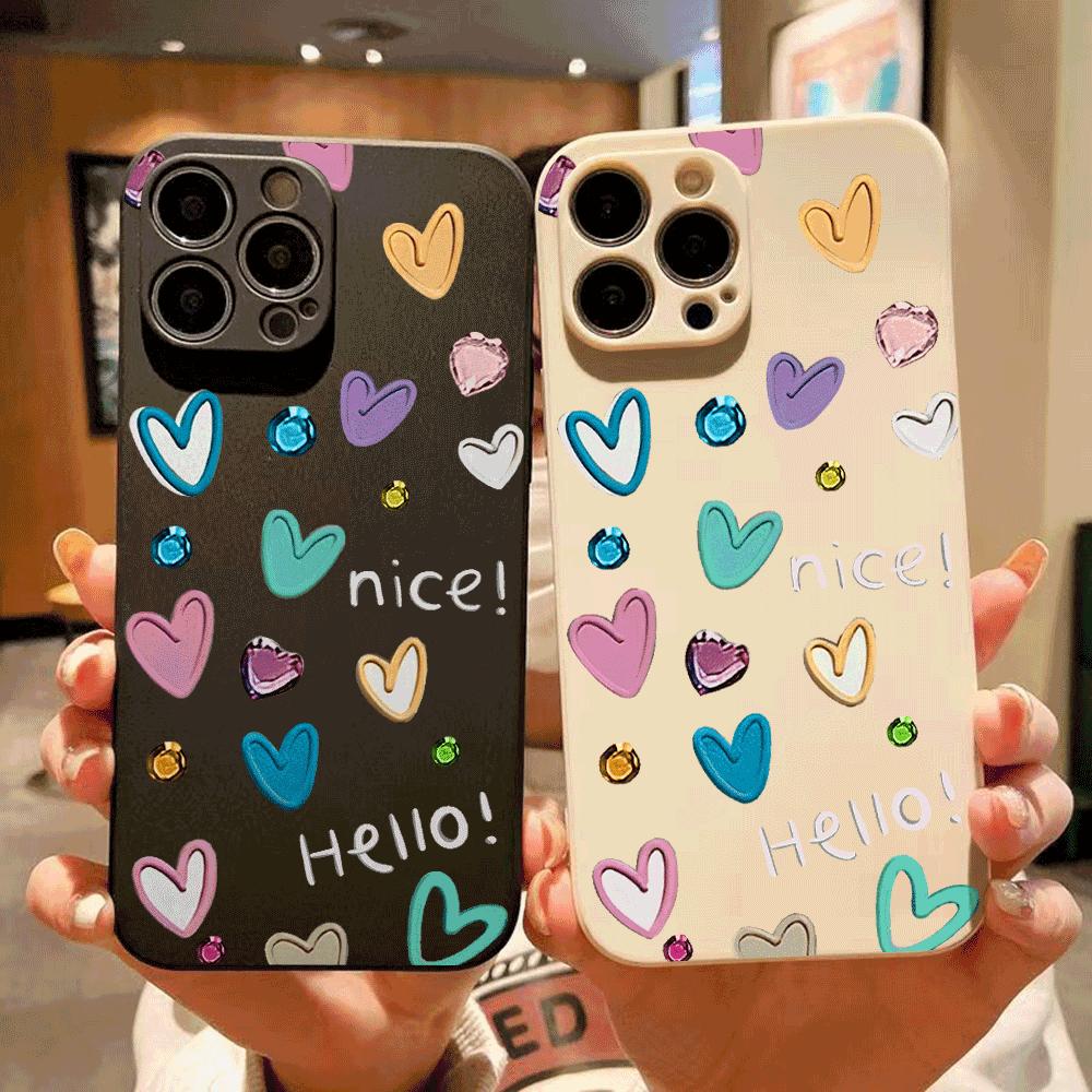 Graffiti Love Silicone Phone Case for IPhone 14 15 16 Plus for IPhone 13 14 15 12 11 16 Pro Max 12 Mini XS Max TPU Protect Cover