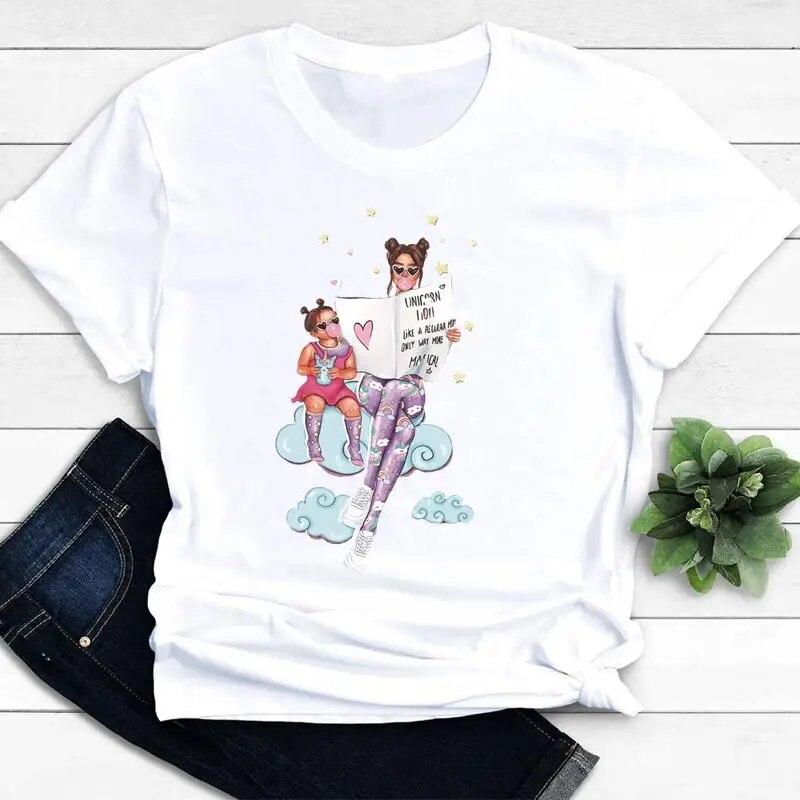 Women Clothing Mom Mama Love Mother Son Short Sleeve Graphic Tee T-shirts Female Ladies Fashion Casual Summer Tshirt Clothes