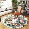 1pc Rabbit Flowers Round Chair Mat Office Area Rug - Non-Slip, Floor Mat for Office, Bedroom, Ideal Home Decor Gift C0112082