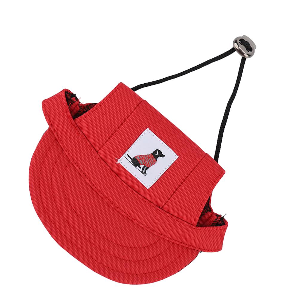 Pet Baseball Hat Adjustable Summer Stylish Dog Outdoor Sunbonnet with 2 Ear Holes for Outdoor Camping Travel Red M