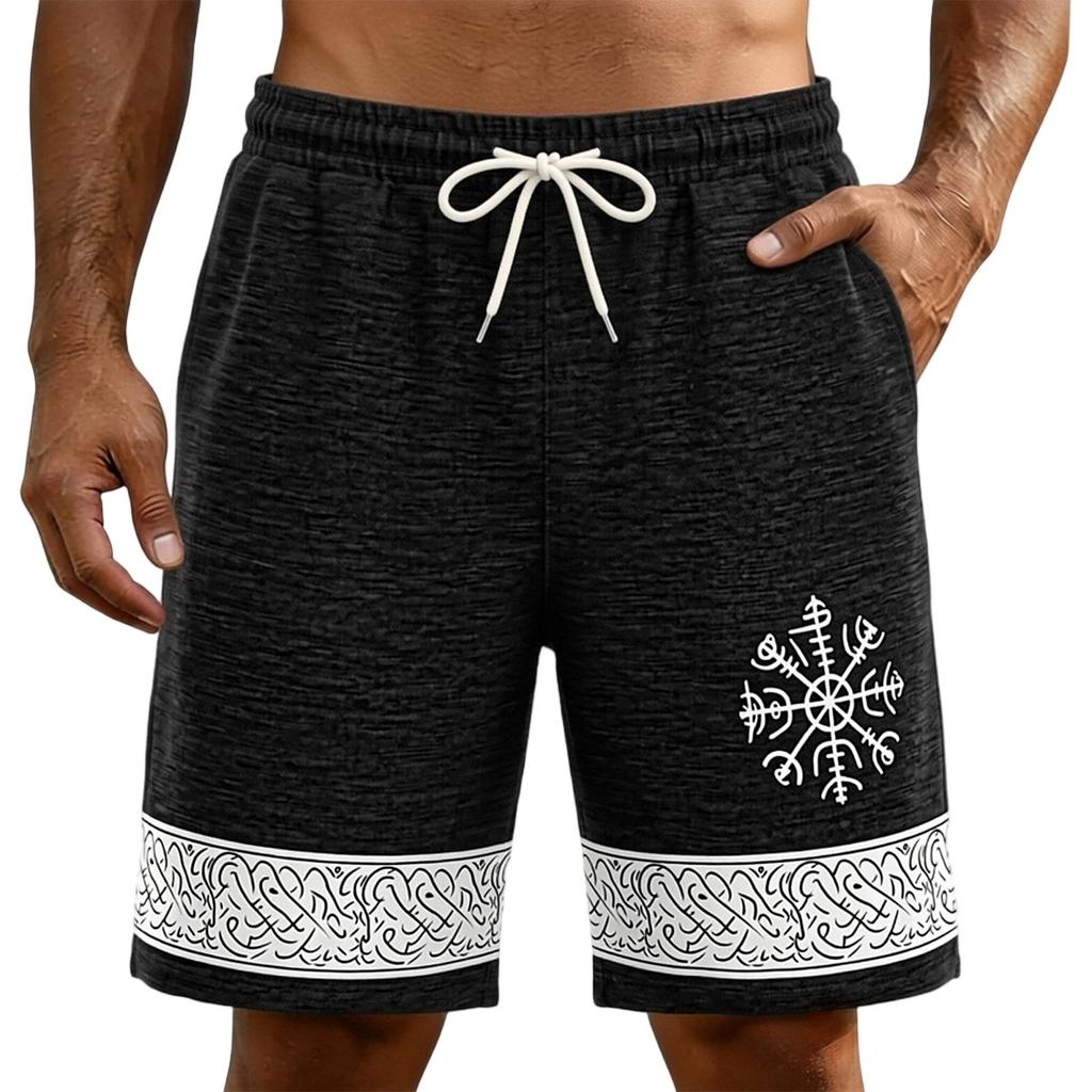 Pantaloncini Casual Estivi da Uomo Effetto Lino Leggeri Coulisse Vita Elastica Vestibilità Rilassata Cinque Tasche con Fantasia Stampata