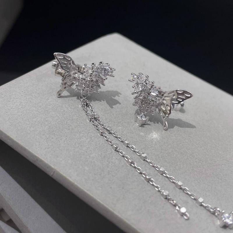 

Асимметричная кисточка-бабочка, кафф для уха без пирсинга - Женские милые модные серьги