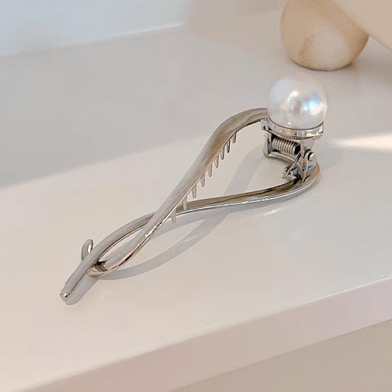 Vintage Big Pearl Barrettes Gold Silver Color Hair Clip Hairpin for Women Fashion Hair Ornament Headwear Jewelry