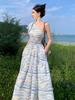 French Oil Painting Style One-Shoulder A-Line Beach Dress