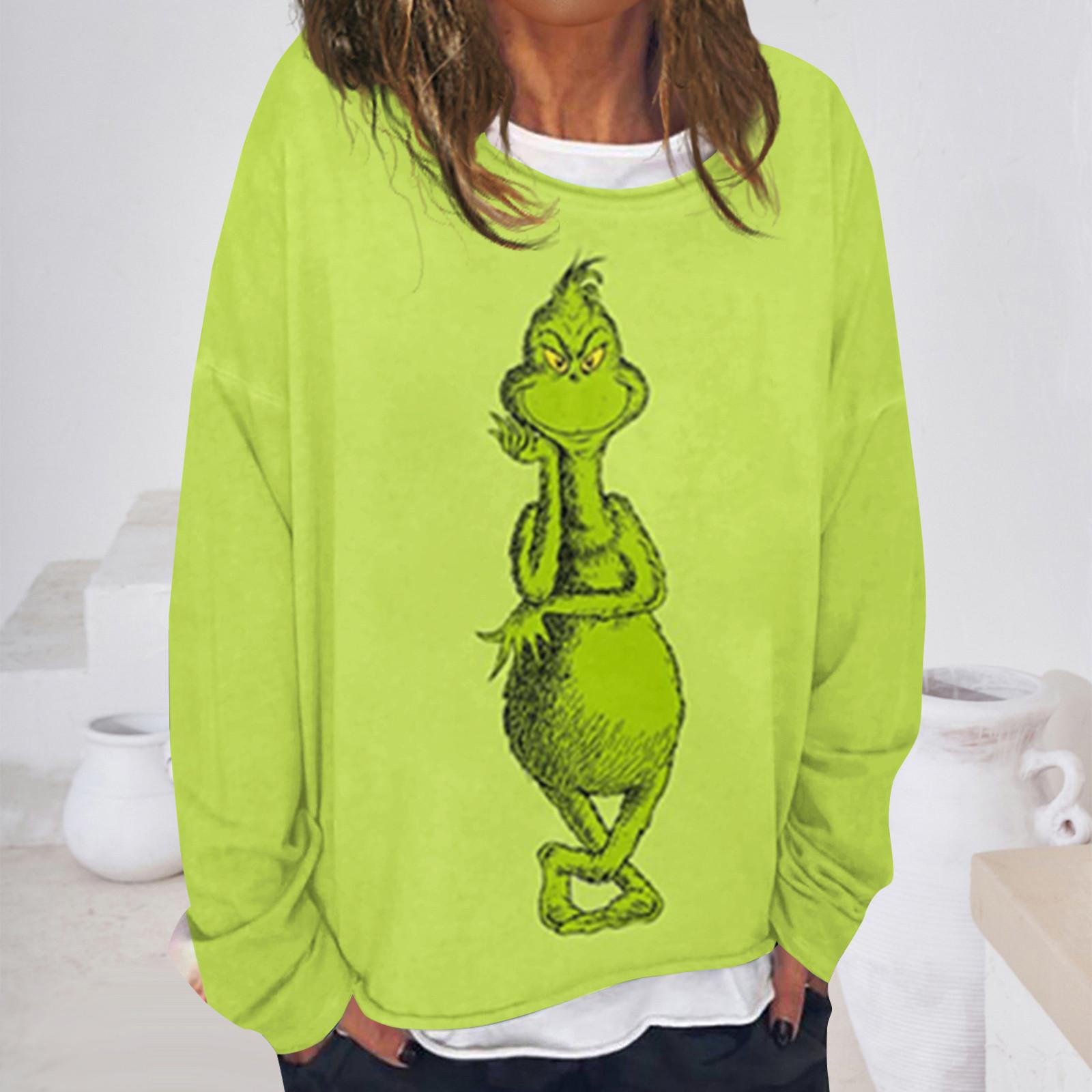 

Женская повседневная модная винтажная толстовка с длинным рукавом и круглым вырезом с принтом, многослойный пуловер, топ S зелёный