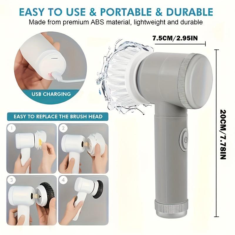Wielofunkcyjna, wodoodporna, ręczna szczotka czyszcząca o wysokiej wydajności, transgraniczna, elektryczna, do kuchni i łazienki, z wymiennymi końcówkami