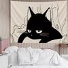 VIKAMA Healing Cat Wall Hanging Black Cat Peeking Out of Teacup Design Bedroom  Living Room Feature Wall Decor