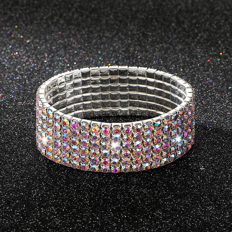 Crystal bracelet full diamond single row elastic bracelet bridal versatile rhinestone bracelet claw chain diamond bracelet women
