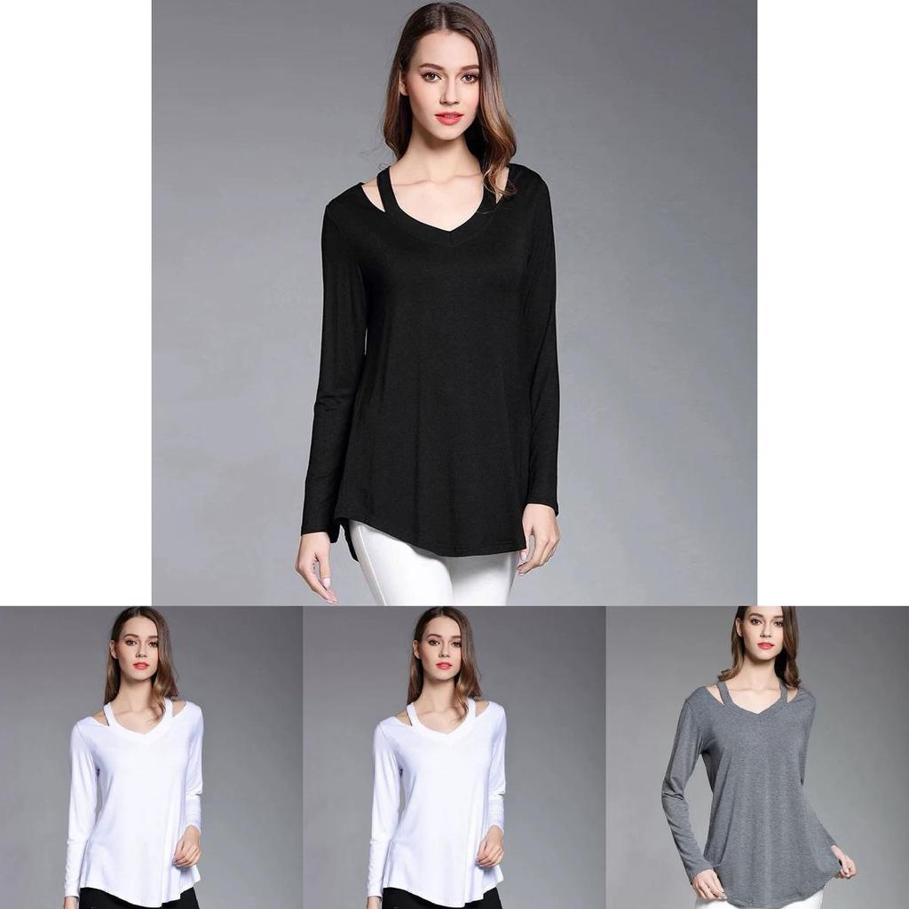Simple Solid Color Off Shoulder Design Women Long Sleeved Top For Fall Comfort