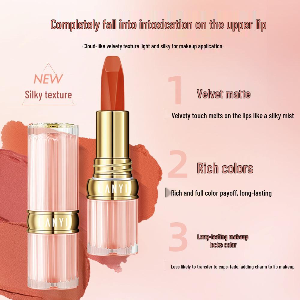Lan Yi Petal Cinnamon Milk Tea Matte Waterproof Velvet Lipstick