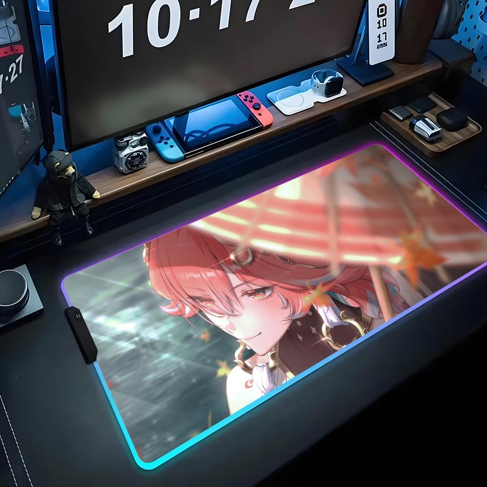 chang li Mouse Pad RGB Gaming Mousepad Big LED Pad PC Desk Mat Luminous Mouse Pad Large Keyboard Mats Table Rug With Backlit