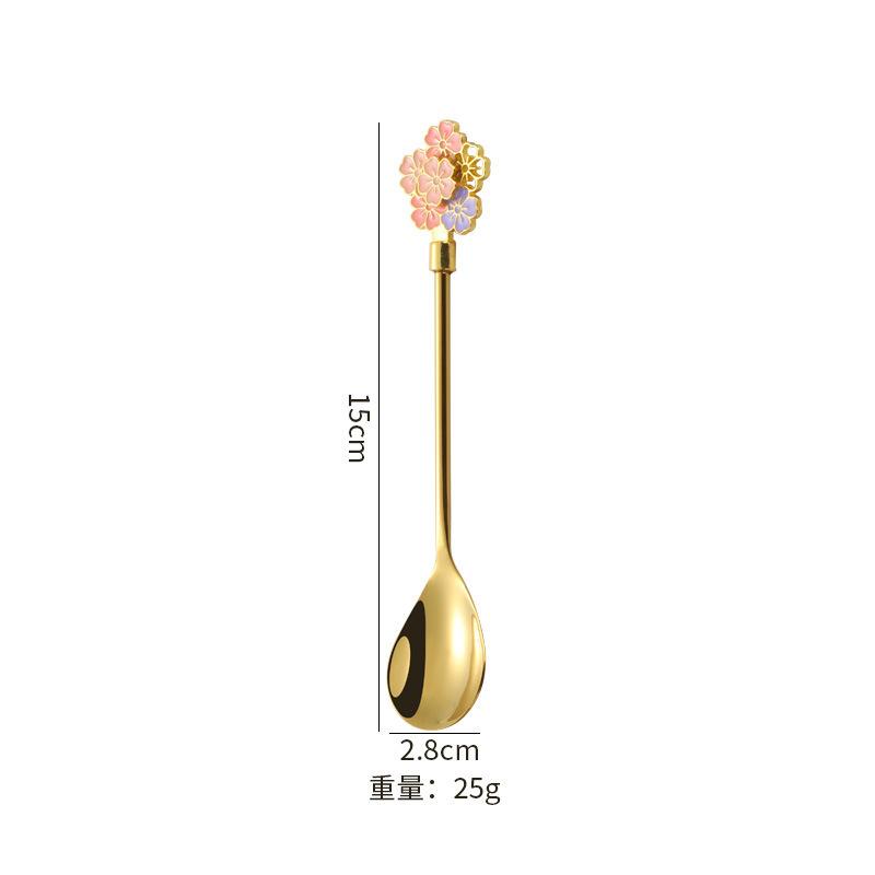 Creative Stainless Steel Spoon Cherry Blossoms Spoon Coffee Dessert Spoons Christmas Gifts Tableware Decoration Tea Spoons