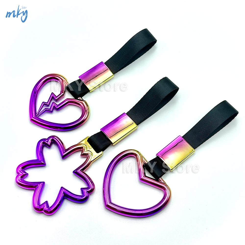 Kolorowy pierścień Tsurikawa serce JDM wyścigi pociąg autobus uchwyt pasek na rękę stylizacja pasek z zawieszką Drift akcesoria samochodowe pasek samochodowy