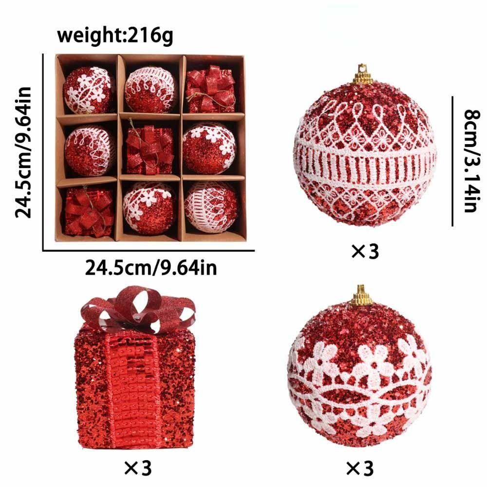 Shatterproof Christmas Baubles Glitter Christmas Tree Topper Xmas Tree Hanging Ball  Holiday Party