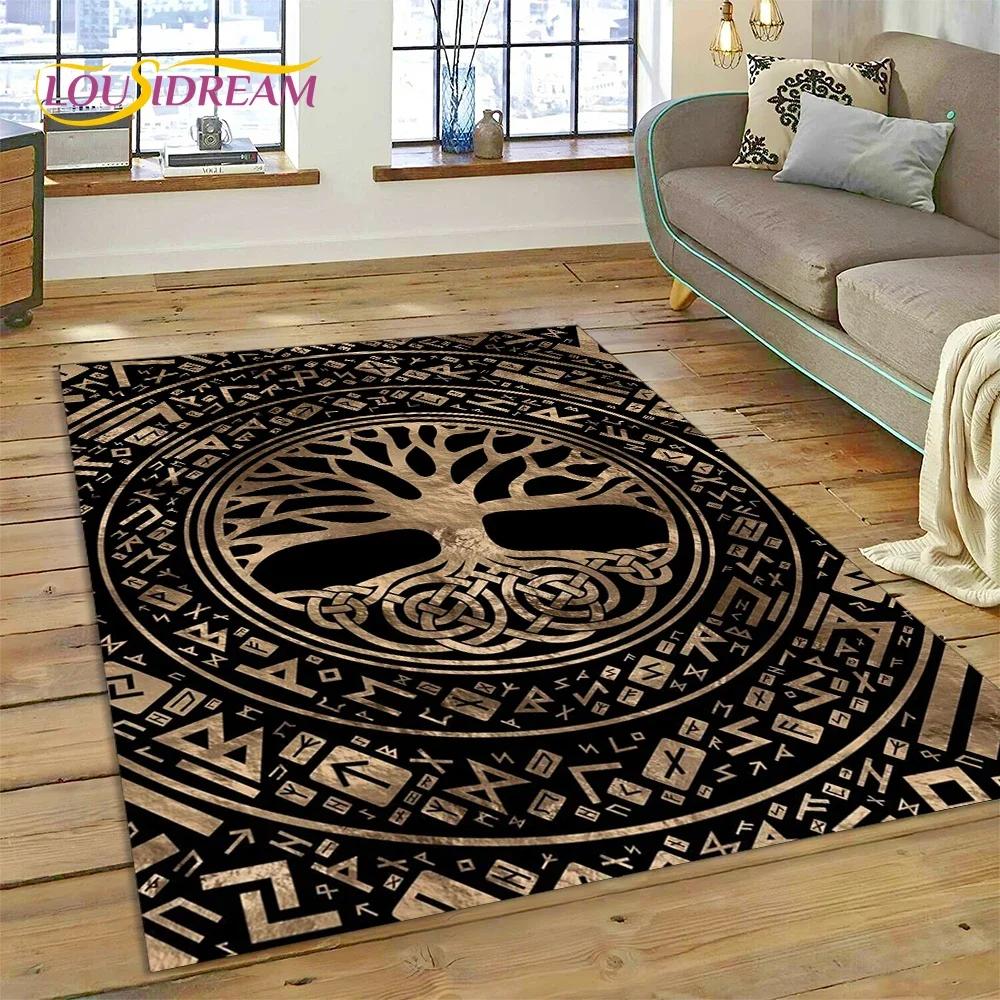 Nordic Mythology Yggdrasil Nature Tree of Life Carpet Rug for Home Living Room Bedroom Sofa Doormat Decor,kid Non-slip Floor Mat