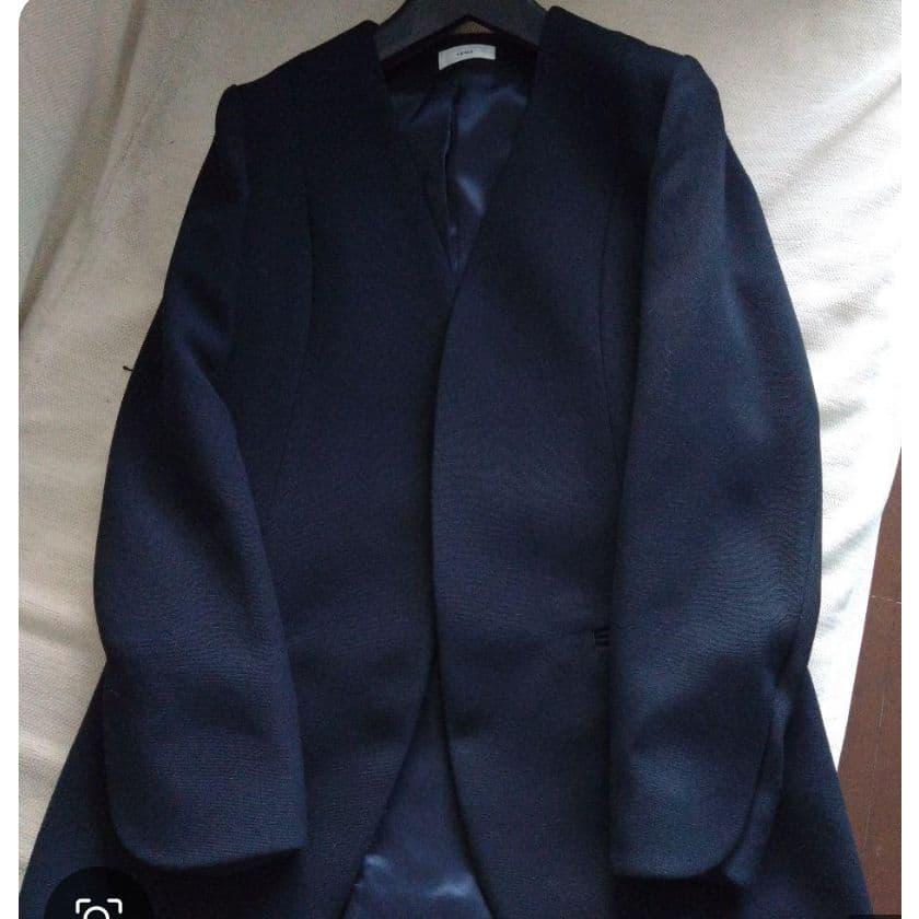 IENA NAVY Collarless Wool JK