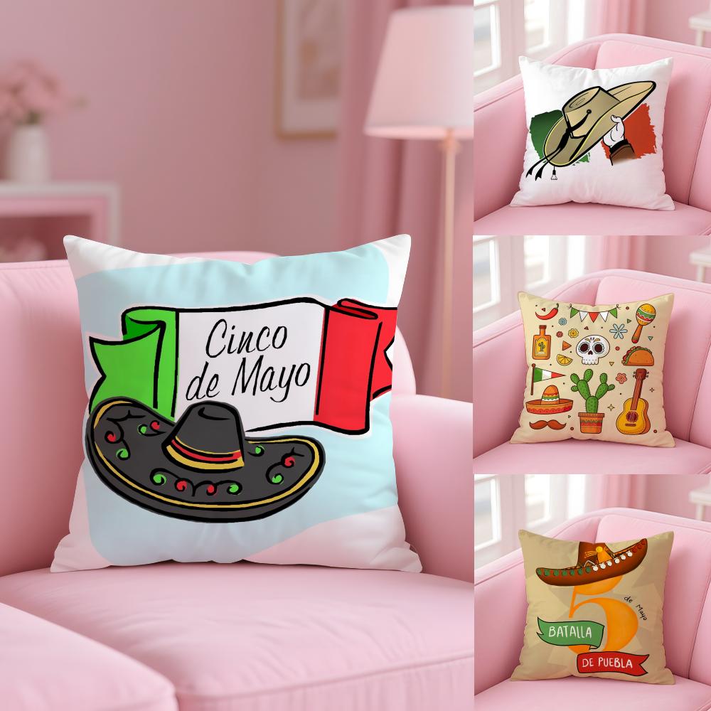 Cinco De Mayo Mexico May 5Th Cushion Cover Plush Fabric Soft Double-Sided Printed Sofa Warm Winter Home Gift Pillow Case