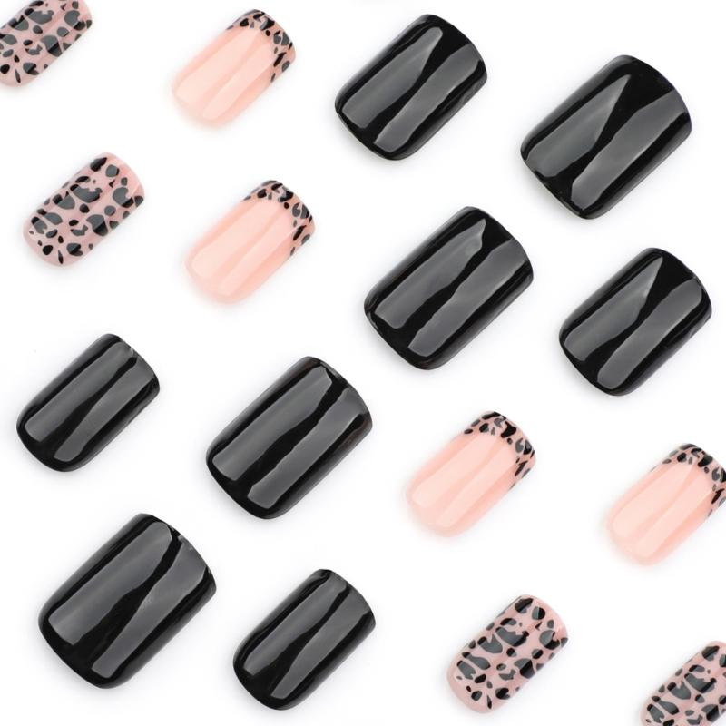 Unghia Press On Quadrata Unghia Finta Unghia Leopardata da Incollare Unghia Artificiale Acrilica 24 Pezzi 12 Misure Unghia da Incollare per Donne Ragazze