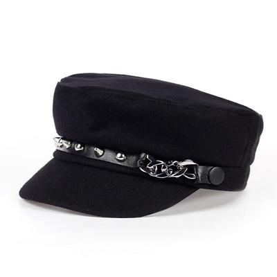 Fastion Unisex Cotton Wool Newsboy Hat Women Outdoor Warm Beret Hats Men Winter Navy Hat Rivet Caps