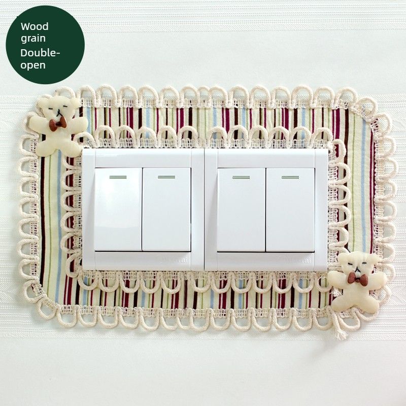 

Защитная накладка на выключатель Тканевая Наклейка на стену Декоративная для выключателя Бытовая Защита от грязи Простая Современная Гостиная Спальня Рамка для розетки Накладка Wood grain-double Open [2 Pack]]