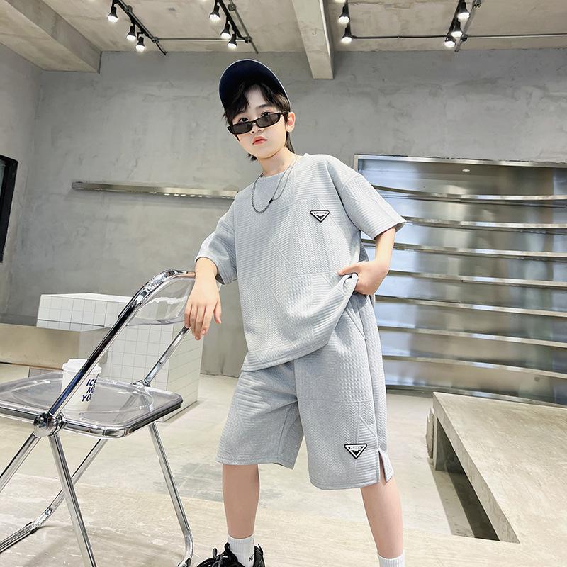 Kinderkleidung, Sommer-Sportanzüge für Jungen, Modische kurzärmelige Shorts im Western-Stil für Kinder, Zweiteilige Sommerkleidung für größere Kinder