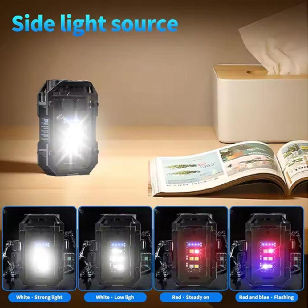 LED+COB Mini Flashlight with Back Clip Torch Lamp Durable Portable Work Light  Outdoor Camping