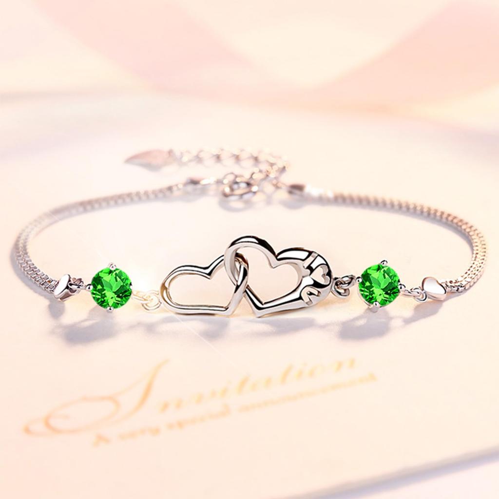 Bracelet for May Silver Women "Silver Thunder" Women, Birthstone, Emerald, 925, Hypoallergenic, Simple, Amulet, Accessory, Birthday, Present,