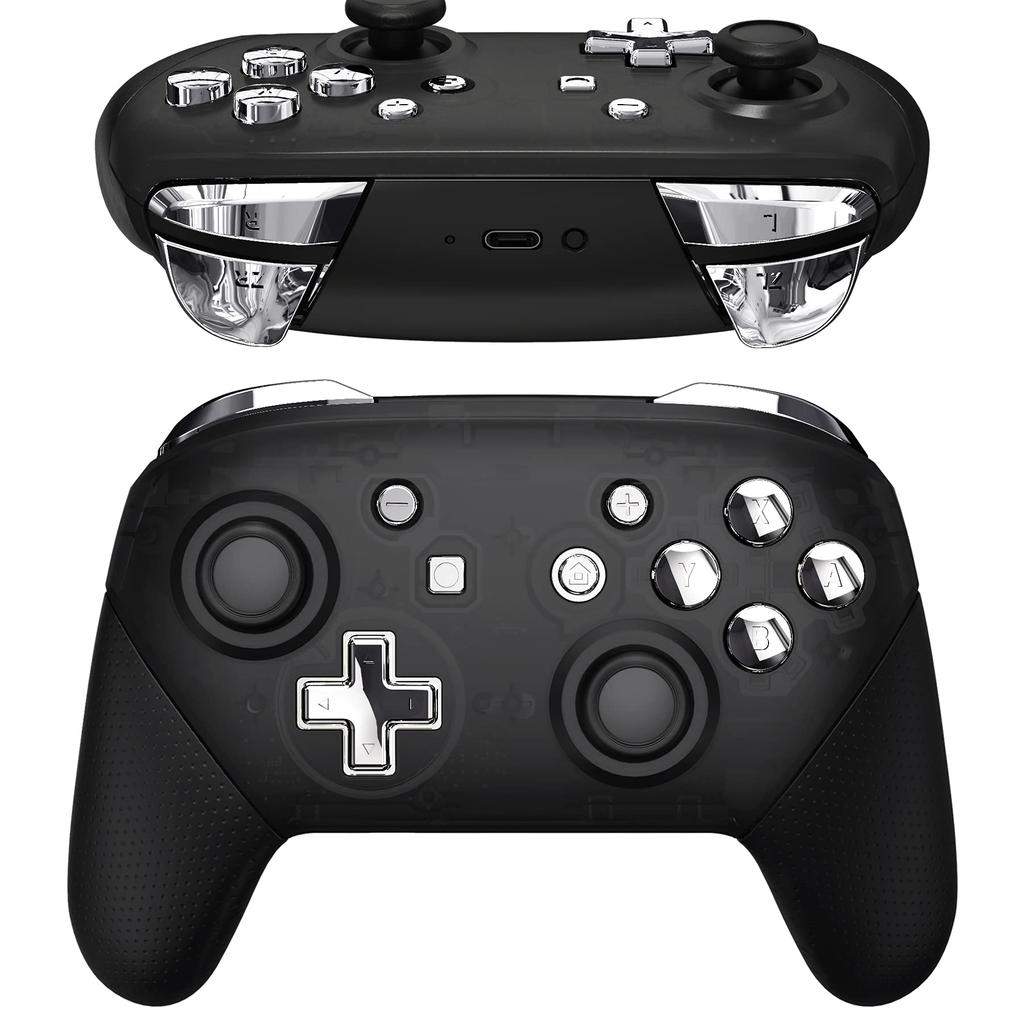 Full Set Buttons for eXtremeRate Switch Pro ABXY ZR ZL L R Buttons for Pro Controller Switch Controller Not Included (metallic Chrome) Controller,