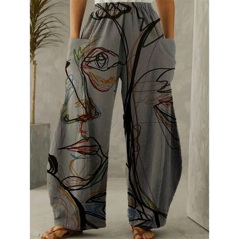 Women's Fall And Winter Pants Exquisite Three-dimensional Abstract Human Face Printing Pants Casual Versatile Street Pants