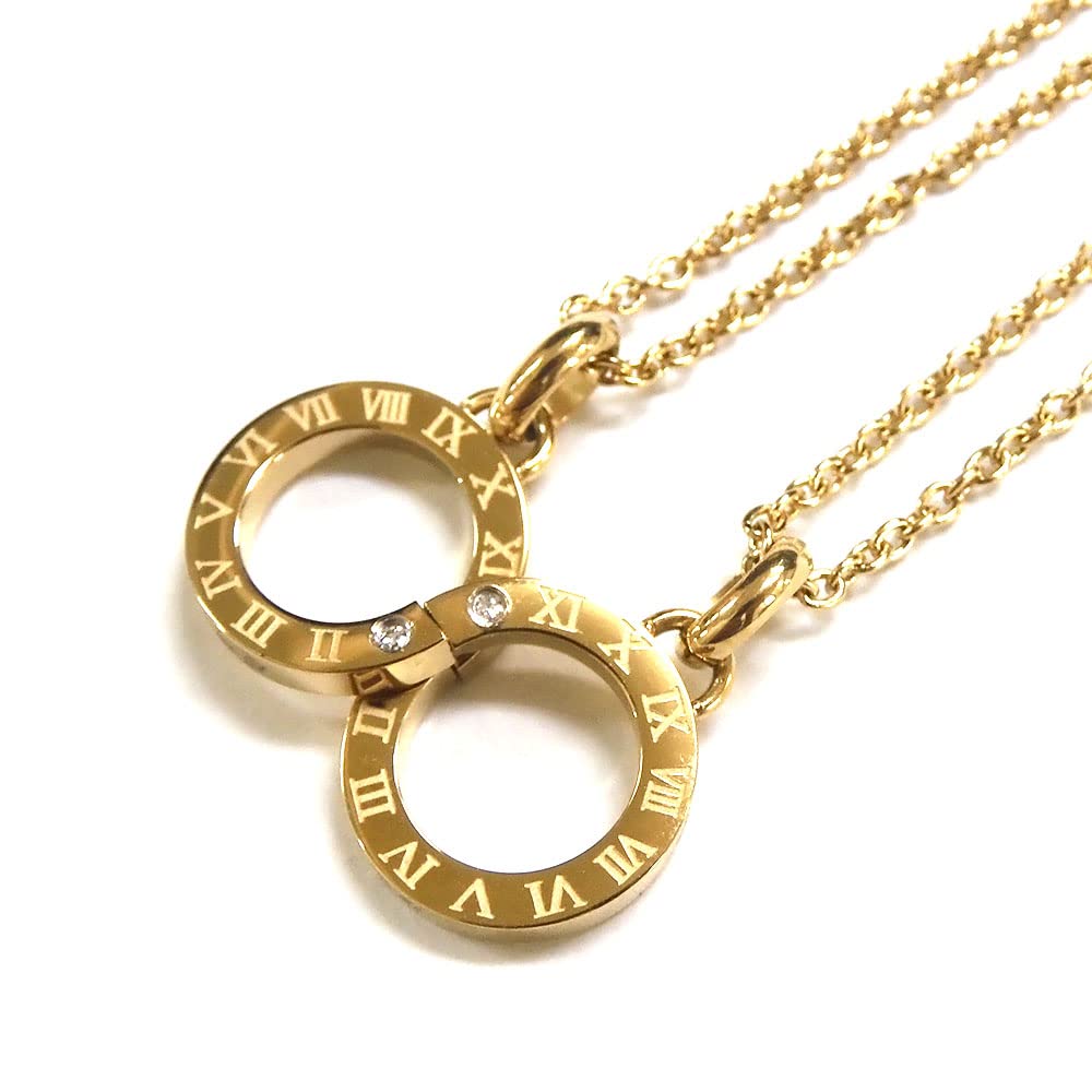 

Pair Necklace Surgical Stainless Steel Diamond Gold Infinity Present Gift Close to Me Pair Accessory be engraved [Lover s] SN11-059-060 [Cannot -