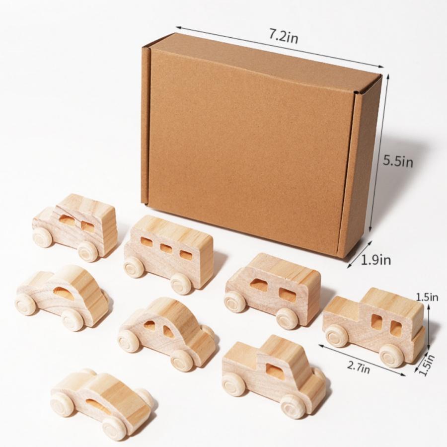 DIY handmade wooden graffiti car, children's colorful painting and coloring model, toy, three-dimensional coloring building bloc