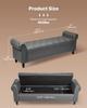 Button-Tufted Storage Ottoman Bench, Rolled Arm PU Leather Bench with Solid Wood Legs, Modern Shoe Benches Seat for Entryway, Upholstered End of Bed