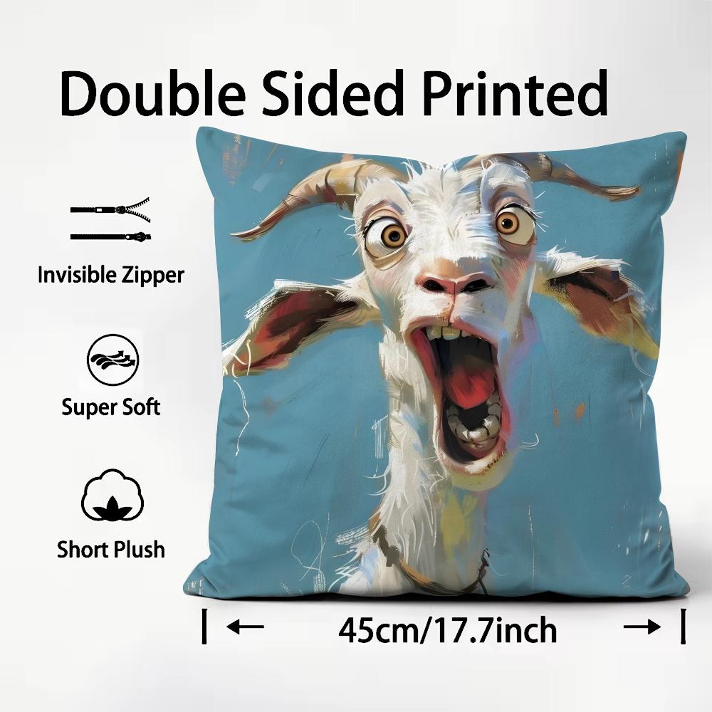 

Funny Goat Cute Cushion Cover Plush Fabric Soft DoubleSided Printed Sofa Warm Winter Home Child Gift Pillow Case 30x30cm