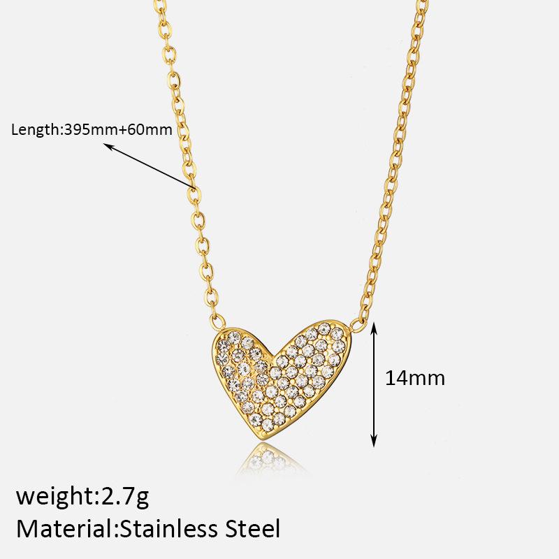 Elegant Micro Pave Zirconia Collarbone Necklace And Bracelet Set Heart Pendant Jewelry For Women