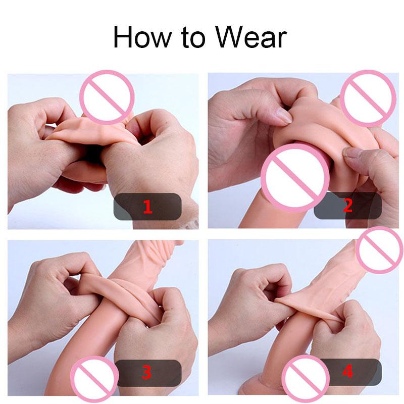 Reuse Condom Penis Extender For Men Condoms Adult Penis Sleeve Enlargement Cock Rings