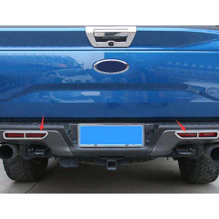 Rear Fog Light Lamp Frame Cover Trim For 2015- Ford F150 ABS Chrome 2pcs